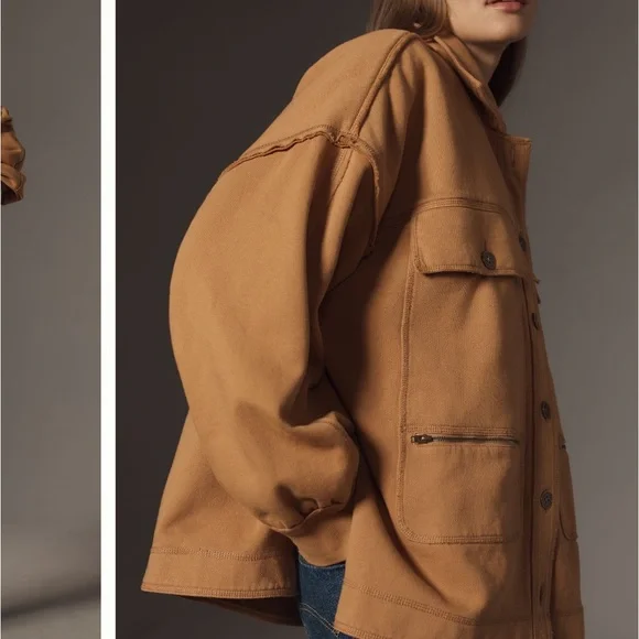 NWT! Anthropologie Pilcro Cotton Micro Fleece Button Front Jacket - Picture 4 of 11